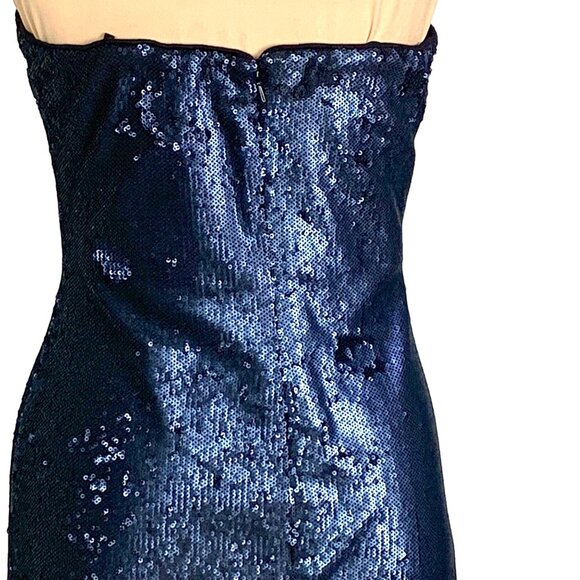 Elegant Navy Blue Strapless Maxi Dress - Picture 9 of 14